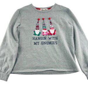 Wallflower Women's Medium Christmas hanging with my Gnomies Sweatshirt‎